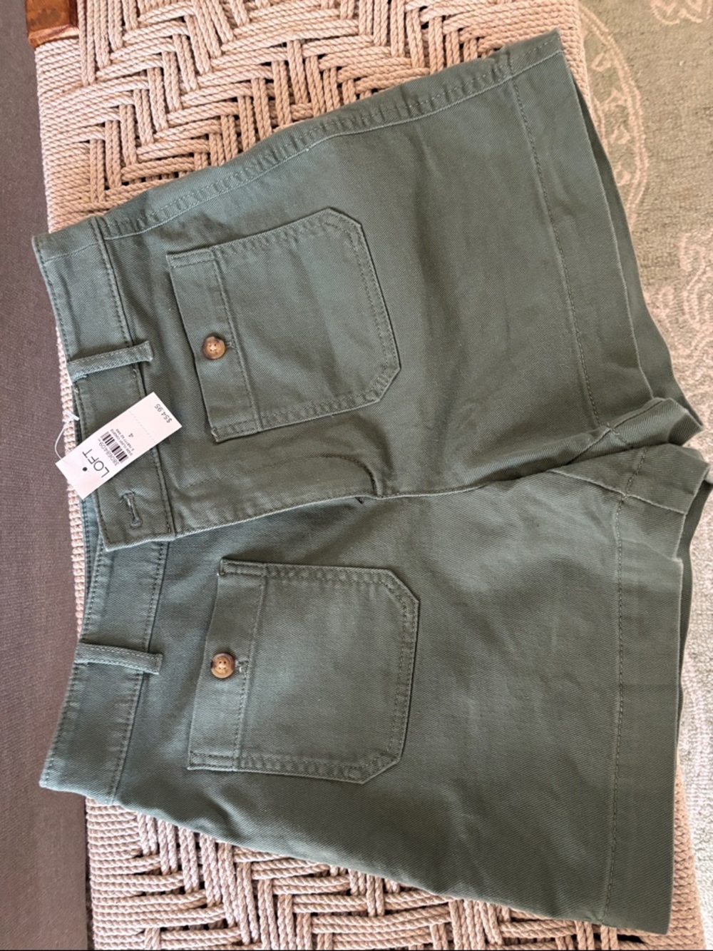 Loft Green High-Rise Utility Shorts